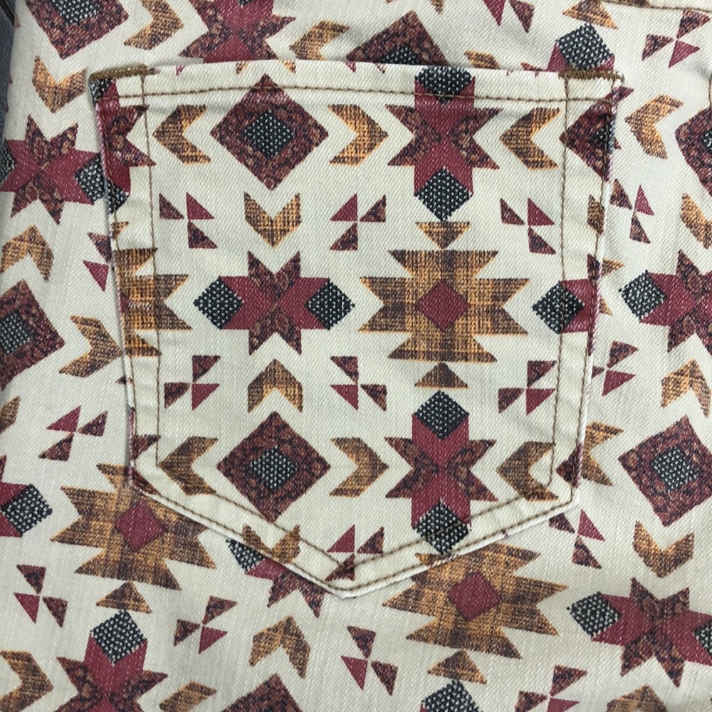 Free People Cream & Rust Patterned High-Rise Jeggings - Picture 13 of 14